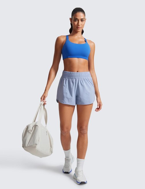 CRZ YOGA Women's Racerback Padded Sports Bra - Medium Impact, Adjustable Straps, Scoop Neck Top