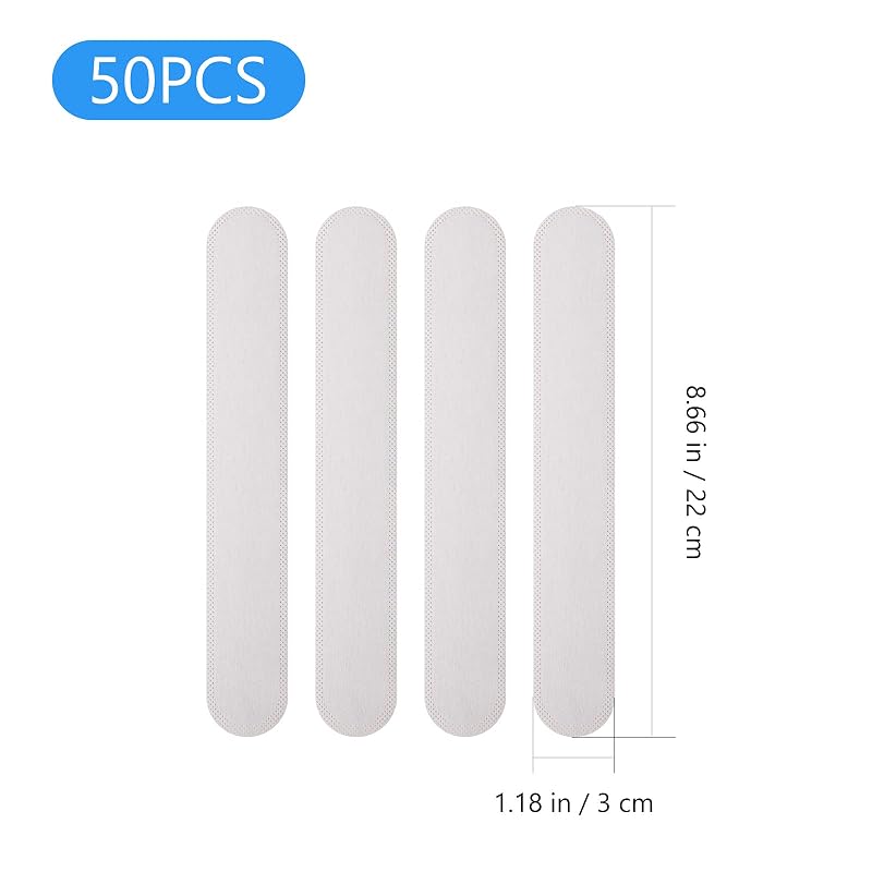 Disposable Collar Protector Sweat Pads - Self-Adhesive Neck Liners, 50 Pack, White, 8.66 x 1.18 in