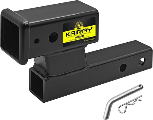 KAIRAY Trailer Hitch Riser Extender - 4" Drop/Riser, 8" & 10" Extension, 2" Shank, 7500lbs Capacity, Matte Black