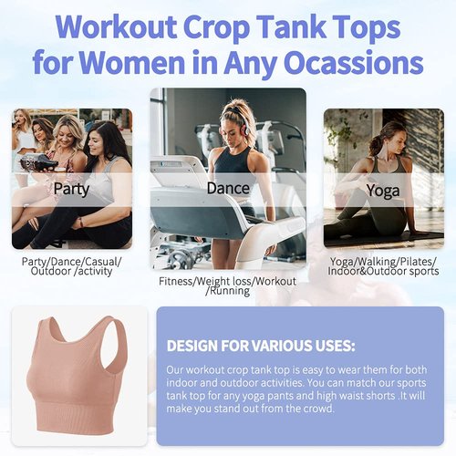 Workout Crop Tank Tops for Women Solid Comfort Sleeveless Shirts for Casual Sports Fitness Yoga Reversible Ribbed Tops Pink M