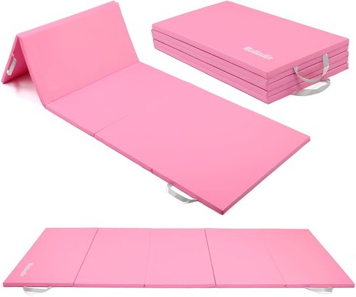 Matladin Folding Gymnastics Mat - 8FT/6FT PU Leather for Yoga, Cheerleading & Martial Arts
