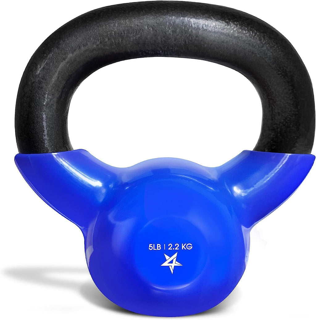 Yes4All Kettlebell - Vinyl Coated Cast Iron Strength Training | 5-100 LB for Home Gym Workouts
