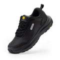 FitVille Men's Extra Wide Hiking Shoes Outdoor Walking Shoes Low-top Waterproof Work Shoes Soft Toe with Arch Support for Heel Pain Relief - Rugged Core Black