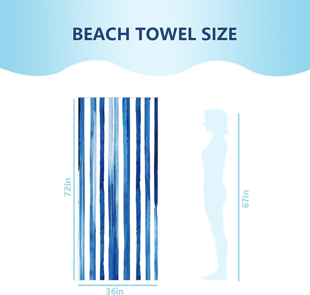 Oversized Beach Towel 36 x 72 in - Terry Beach Towels Soft Microfiber Pool Swim Towels for Adult, Quick Dry Beach Towel, Beach Blanket Bath Shower Towel