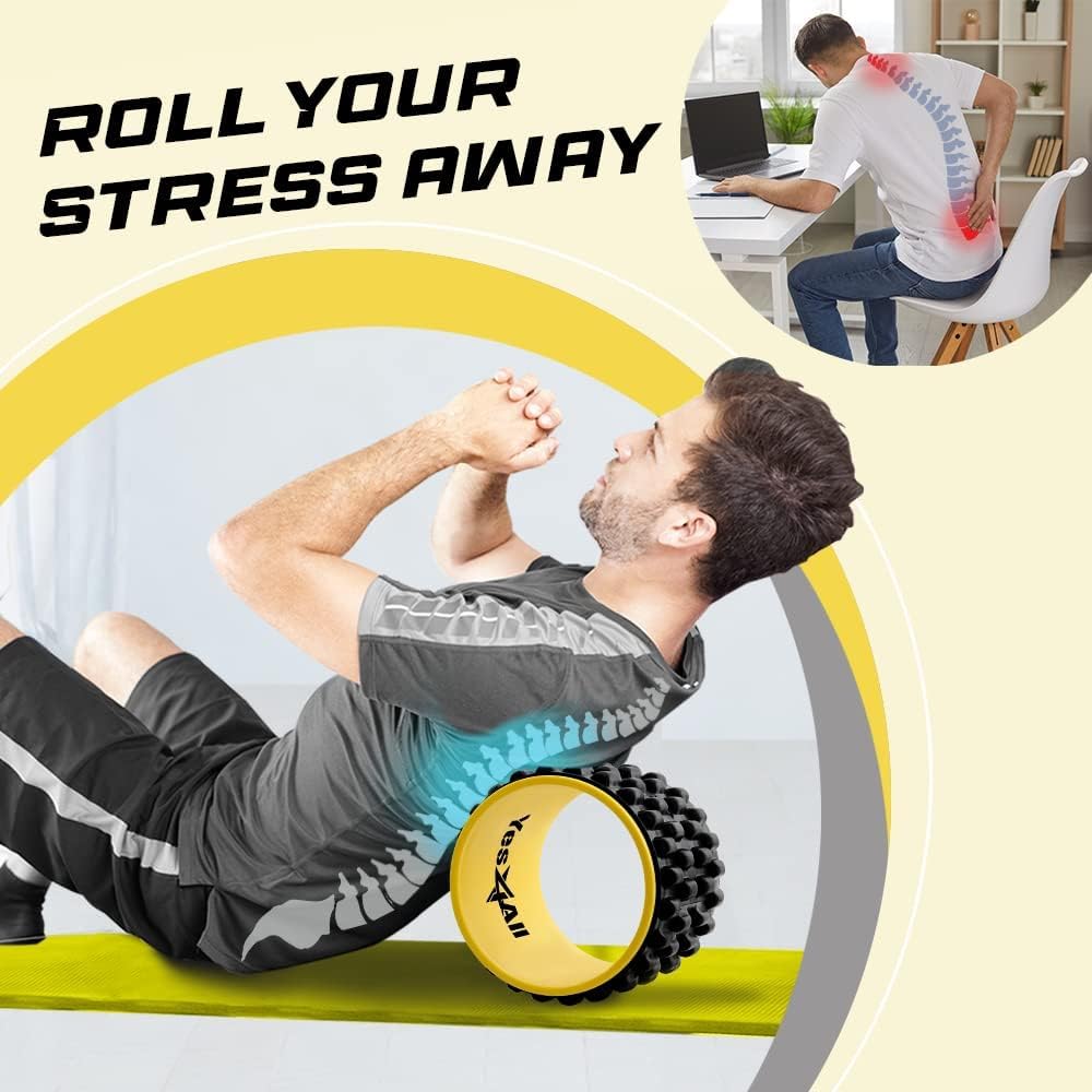 Yes4All Yoga Wheel Roller, 500 LB Capacity Back Cracker Roller, Yoga Wheel for Back Ease & Spinal Support, Target Pressure Points for Comfort HIPS & Neck, Available in 6”/10”/12” Sizes