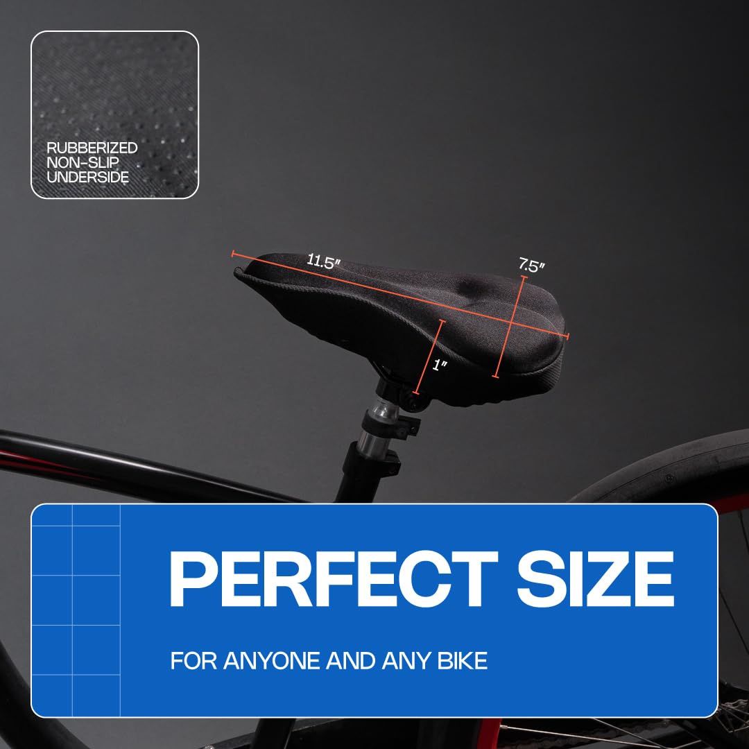 Revas Bike Seat Cushion Padded Shock-Absorbing Bicycle Seat Cover for Comfortable Long Rides | Universal Bike Seat Padding for Road, Mountain & Commuter Bikes