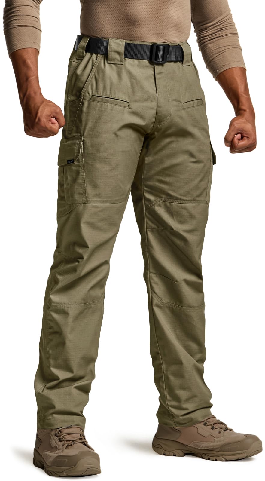 CQR Men's Tactical Pants, Water Resistant Ripstop Cargo Pants, Lightweight EDC Work Hiking Pants, Outdoor Apparel, Raider Soil Green, 32W x 30L