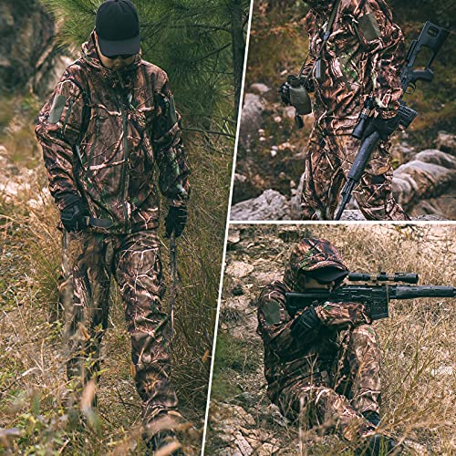 YEVHEV Small Camo Tree Hunting Hoodie & Pants Suit - Quiet Camouflage Clothing