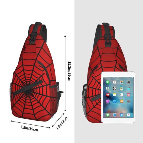 Red Spider Web Unisex Crossbody Backpack Sling Bag for Men Women One Shoulder Chest Bags Triangle Rucksack Strap for Gym Sport Travel Hiking Casual Outdoor Walking Biking Cycling Daypack