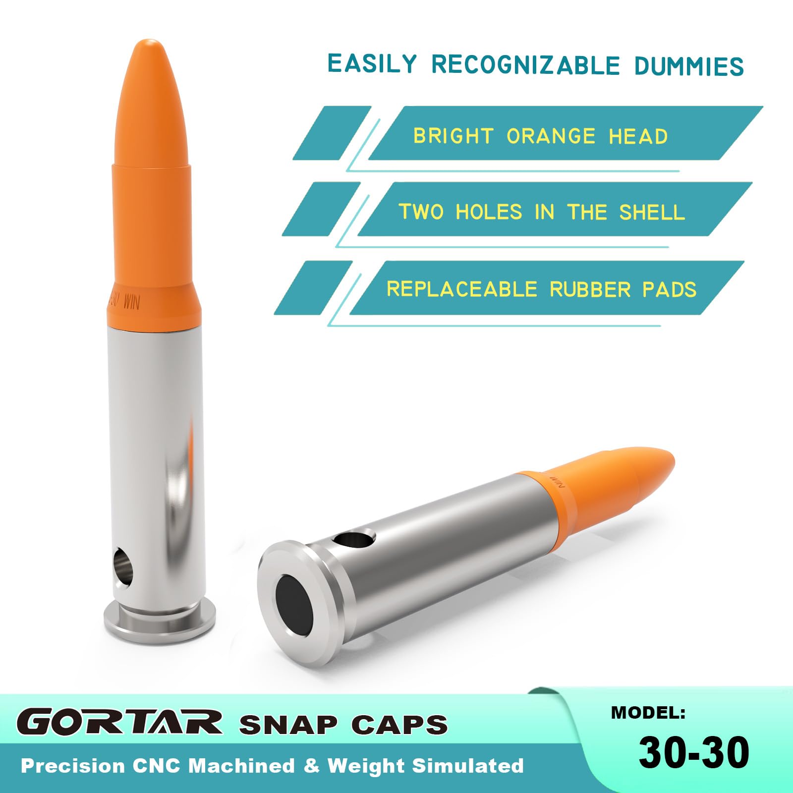 GORTAR 3030 Win Snap Caps Training Dummy Rounds Practice Safe Loading Firing Close to Real Weight -6 Pcs