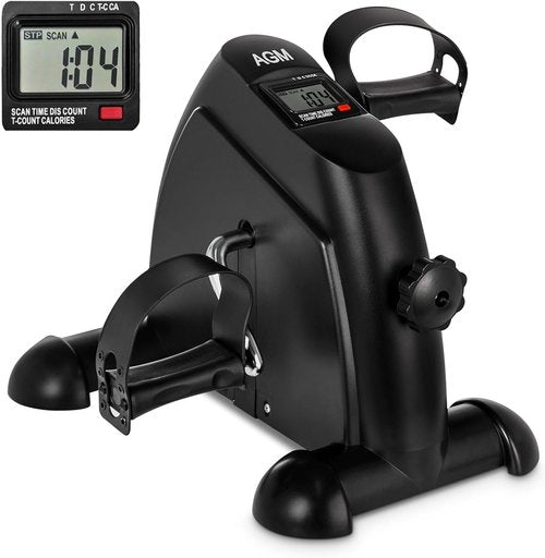 AGM Mini Exercise Bike - Under Desk Pedal Exerciser with LCD Screen for Arms & Legs | Compact Foot Cycle