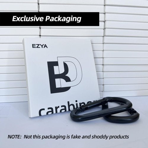 EZYA Heavy Duty Carabiner Clips - 860lbs Strength | 3" Iron D-Ring Keychain Hooks for Keys, Gym, Camping & Hiking