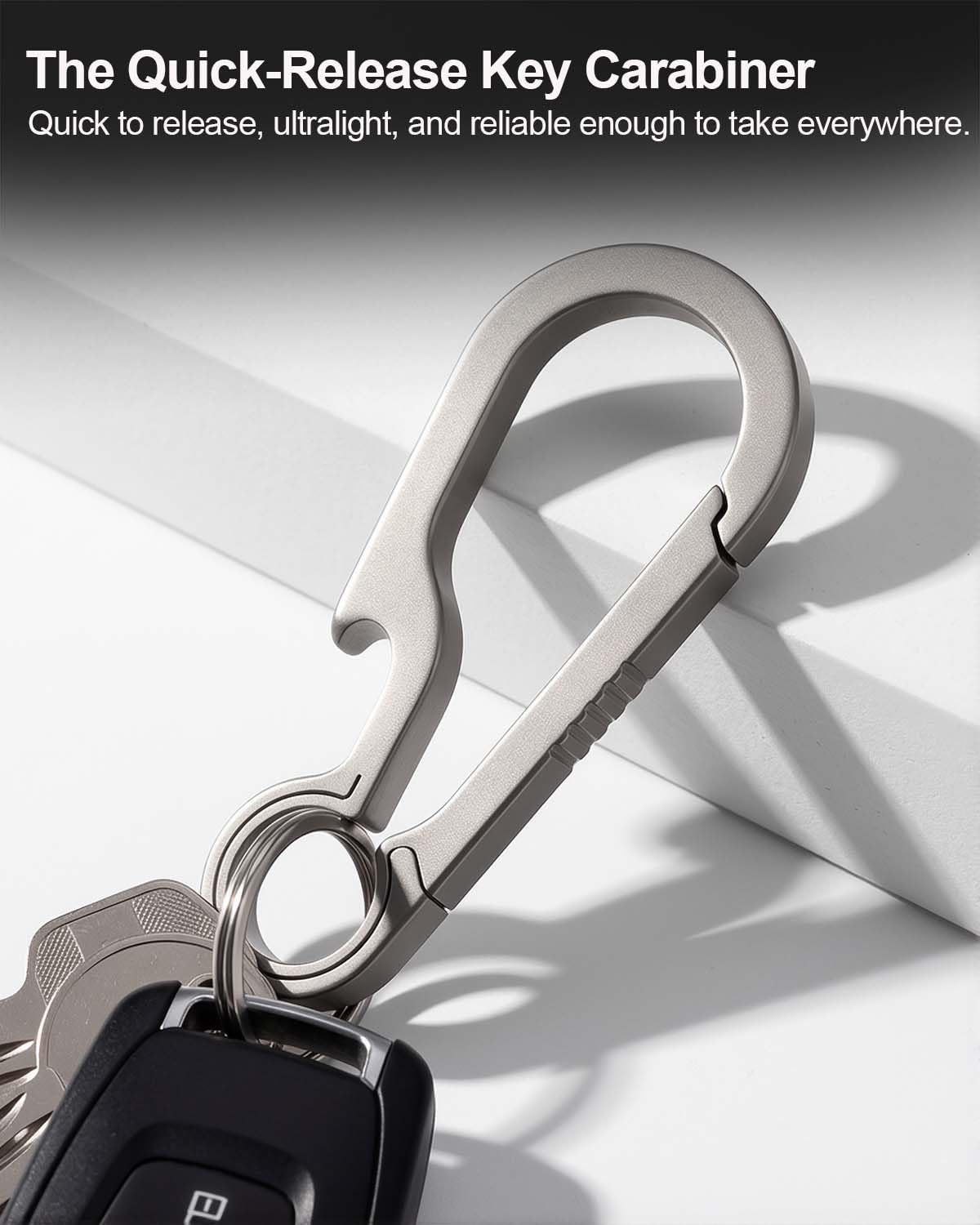 PJYTAC Titanium Carabiner Keychain Clip 2/2.6 Inch Small Carabiner Clips Heavy Duty Key Holder Quick Release Key Chain for Keys Bottle Opener Keychain Valentines Day Gift for Him Men