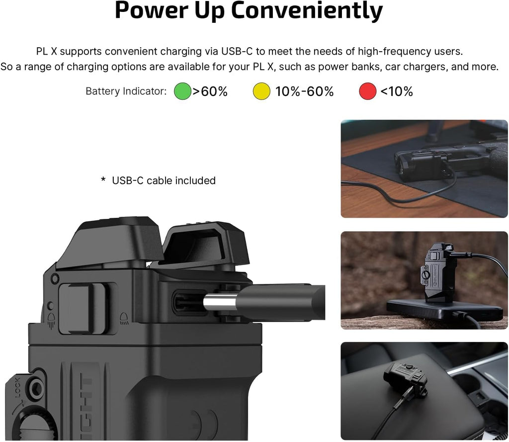 OLIGHT PL X Tactical Flashlight - Rechargeable USB-C Dual Beams with 22,500 Candelas & 1,200 Lumens | Matte Black