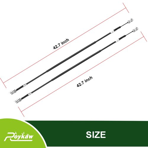 Roykaw Golf Cart Brake Cable Set, Both Driver & Passenger Side for Club Car DS 1981-1999 Gas/Electric Models, 42" Long Overall, Replaces OEM # 1011125, 1011403, 1016761-01