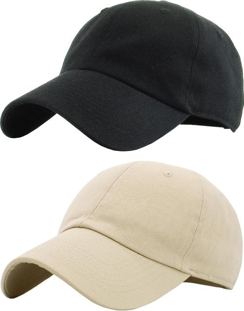 KBETHOS Classic Low Profile Cotton Baseball Cap - Adjustable Unconstructed Dad Hat in Black & Ivory