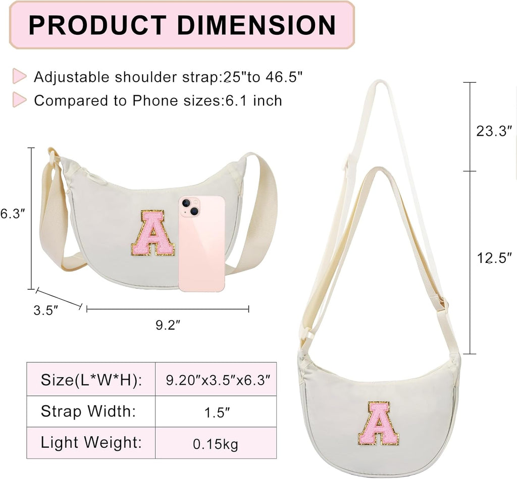 Regine Switzerland Initial Small Crescent Crossbody Bag - Cute & Trendy Birthday Gift for Women