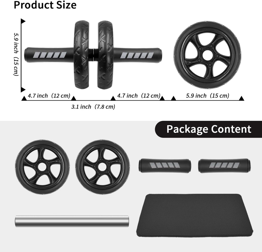 Skiennix Ab Roller Wheel - Silent Core Workout Equipment with Knee Pad | Lightweight Home Gym Tool for Men & Women