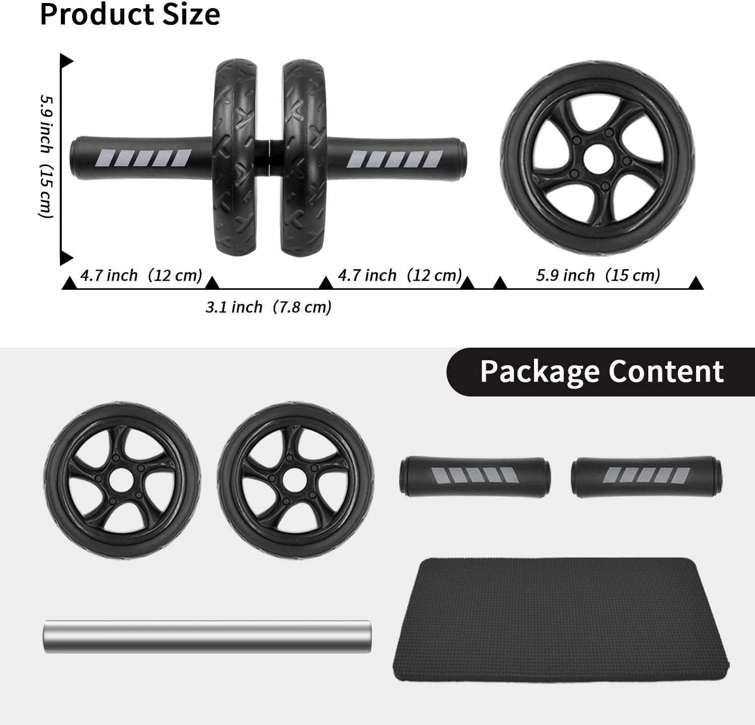 Skiennix Ab Roller Wheel - Silent Core Workout Equipment with Knee Pad | Lightweight Home Gym Tool for Men & Women