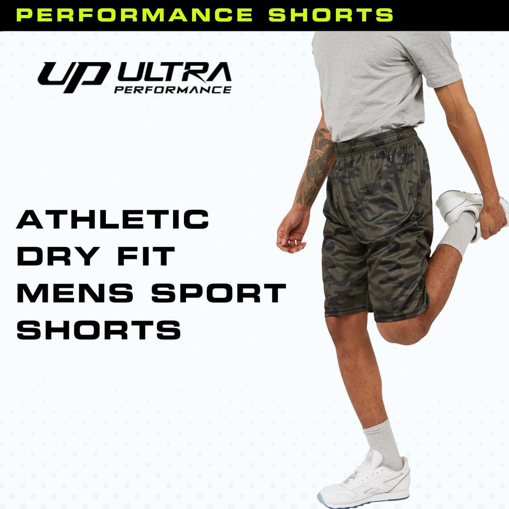 Ultra Performance Men's Athletic Running Shorts - 5 Pack Loose Fit Gym & Basketball Shorts with Zippered Pockets