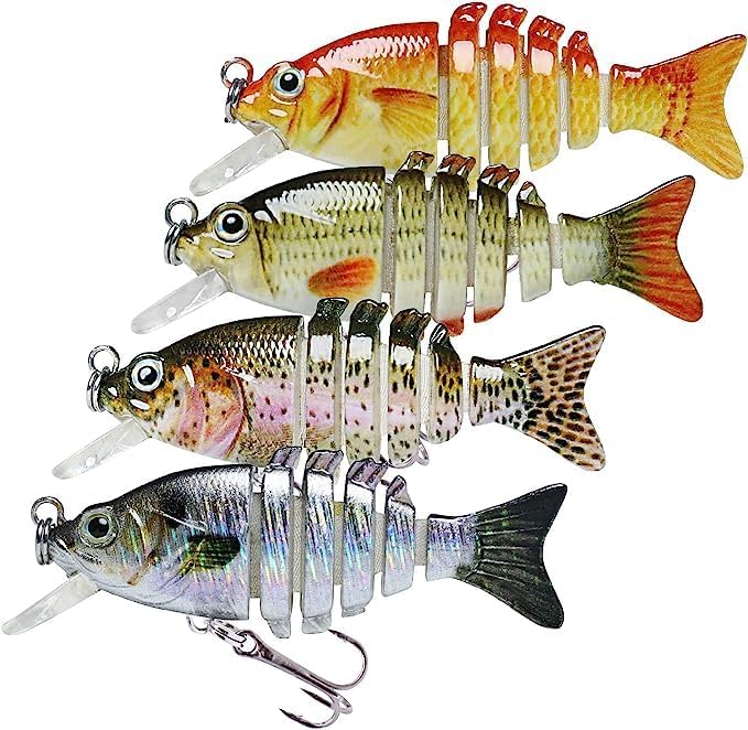 TRUSCEND Fishing Bass Lures Multi Jointed Topwater Life-Like Trout Swimbait Hard CrankBaits