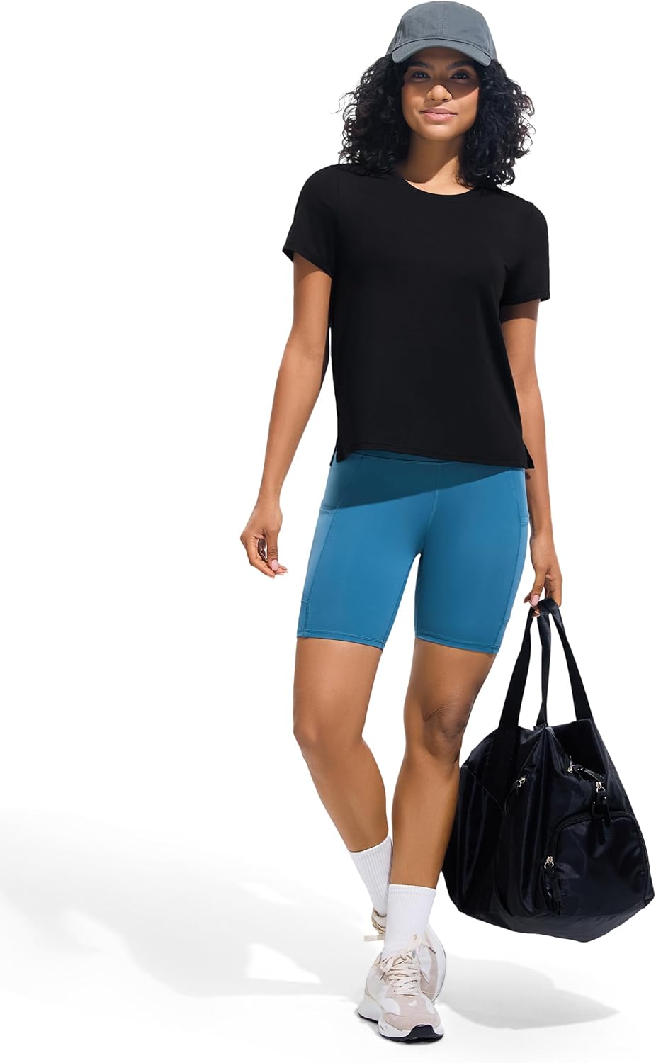 Skiennix Ice Silk Women's Athletic Tee - Loose Fit Short Sleeve with Side Slits | Comfortable Workout Top