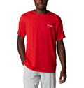 Columbia Men's PFG Triangle Fill Tech Tee Short Sleeve, Red Spark/White Fireworks, Large Tall