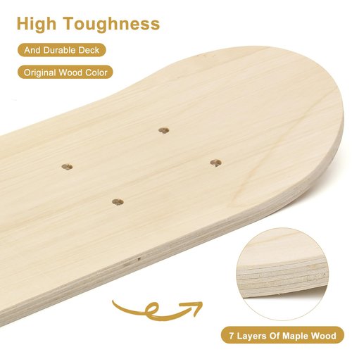 DIY Blank Skateboard Deck, 16.92 X 4.92 Inch Plain Custom Skateboard Deck for Double Sided Unfinished Maple Board, Art Painting and Creativity