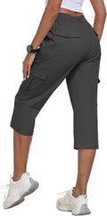 MoFiz Women's Cargo Capris - Lightweight Cotton Hiking Pants with 6 Pockets | Summer Travel Essentials