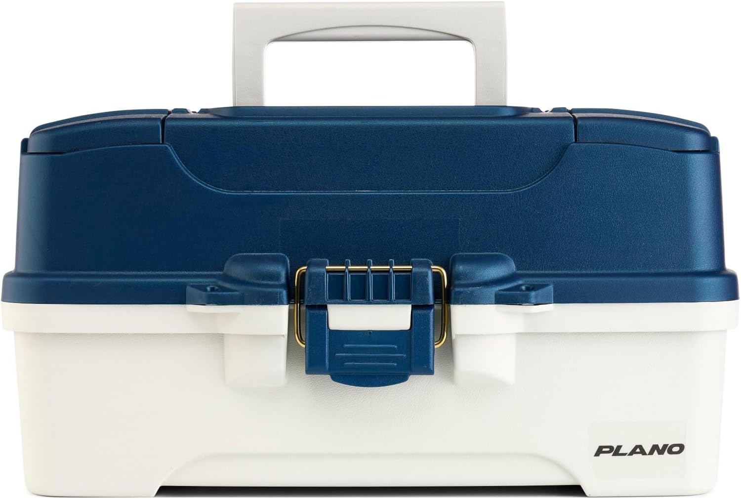 Plano Tackle Box - Three-Tray Design with Rust-Proof Brass Latch | Portable Blue/White Fishing Organizer