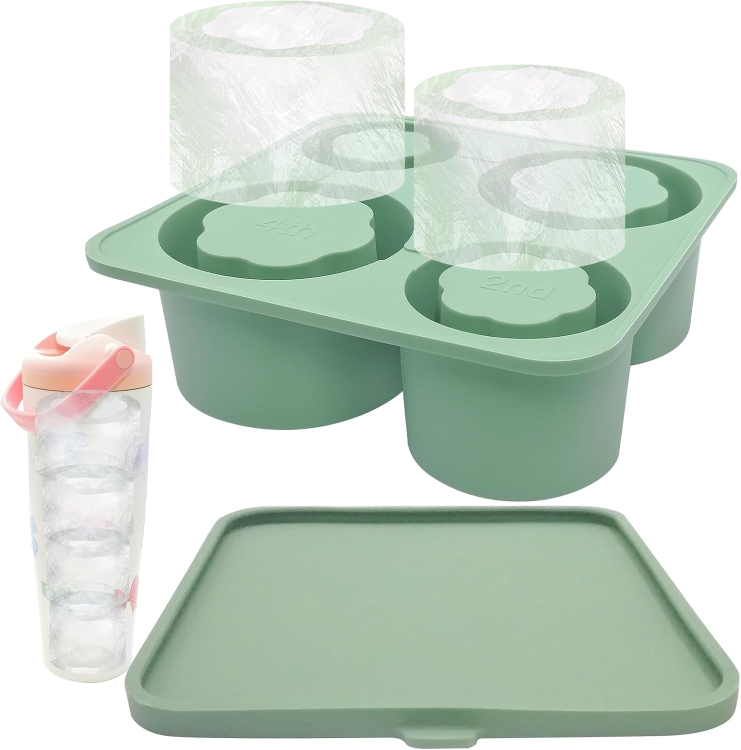 Owala Silicone Ice Cube Tray - BPA-Free Food-Grade Molds for 30oz & 40oz Tumblers | Eucalyptus Green