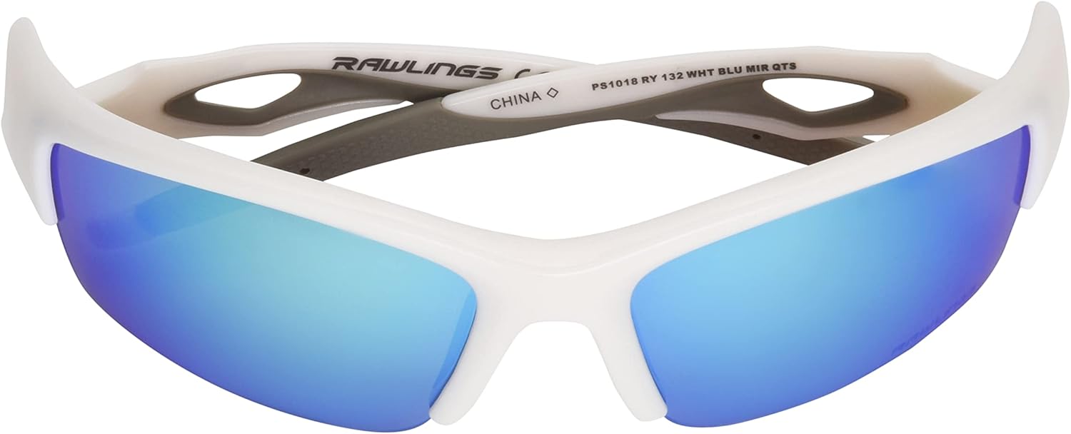 Rawlings Youth Baseball Sunglasses - Shiny White, 64mm | Perfect for Swing and Hit Performance