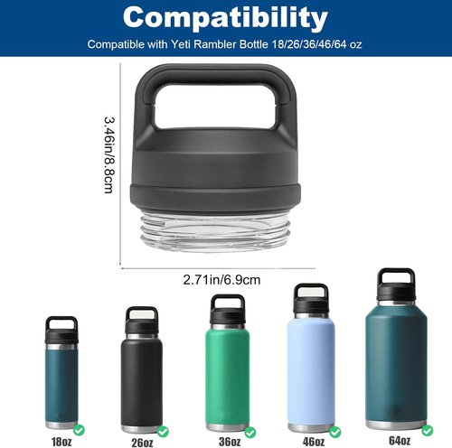 Alrens Chug Cap Replacement for Yeti Rambler Bottles - Durable Screw Top Lid | Fits 18/26/36/46/64 oz, Dishwasher-Safe