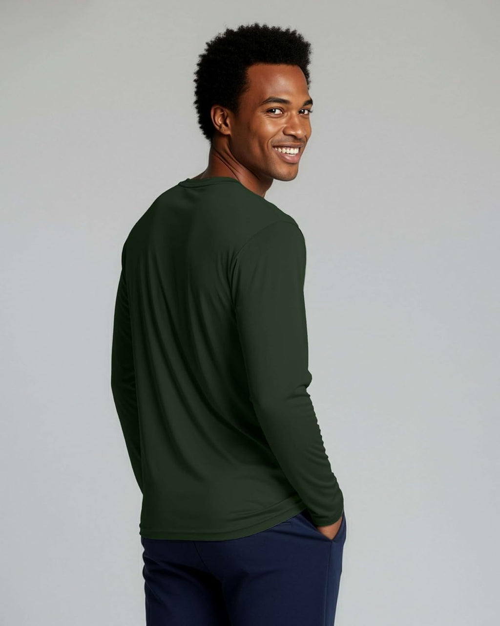 Real Essentials Men's Dry-Fit Long Sleeve Crew T-Shirt - 4 Pack | UPF 50 Protection (S-5XLT)