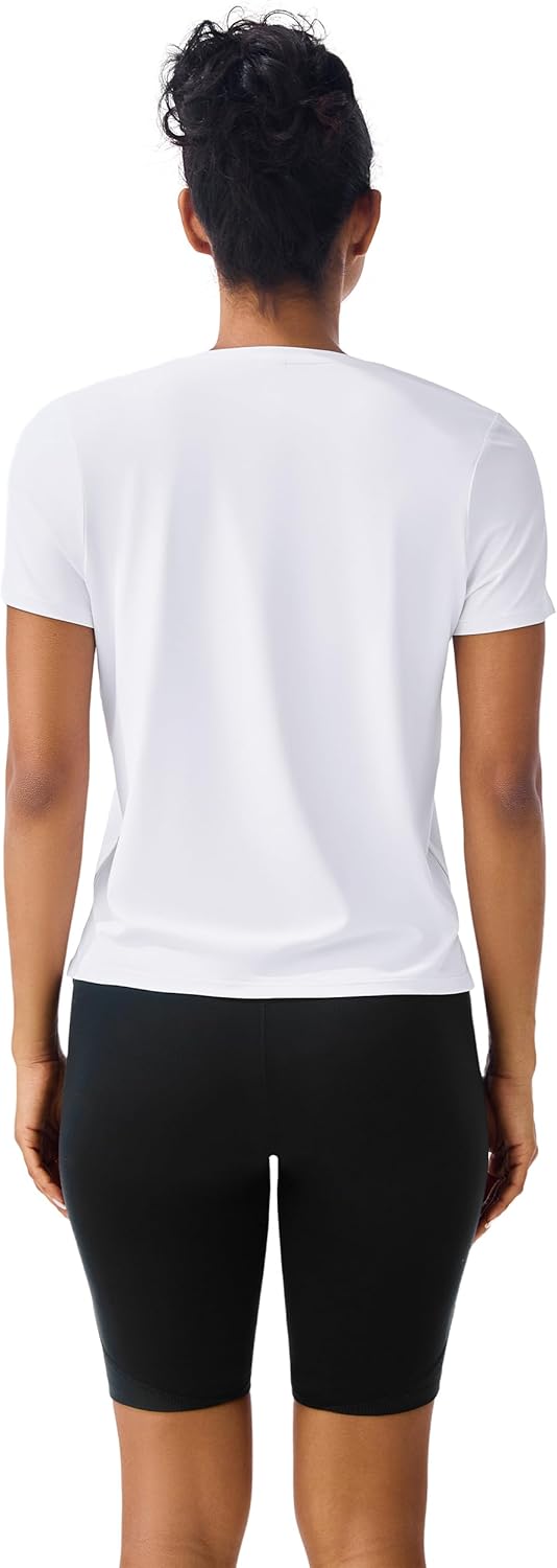 Skiennix Ice Silk Women's Short Sleeve Workout Shirt - Loose Fit with Side Slits | Athletic Tee Top