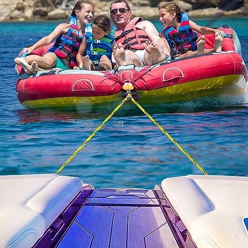 Heavy Duty Boat Tow Harness Yellow Black 17' - Floating Ski Wakeboard Tow Rope