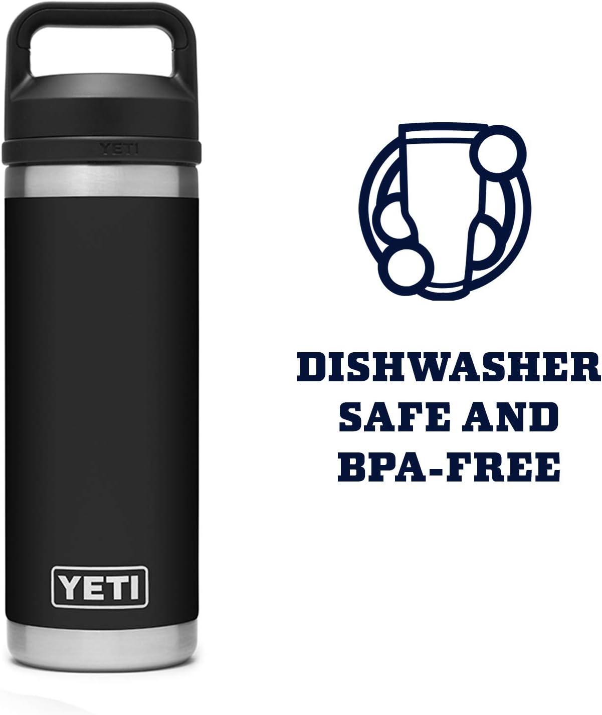 YETI Rambler 18 oz Bottle - Vacuum Insulated Stainless Steel with Chug Cap | Sleek Black Design