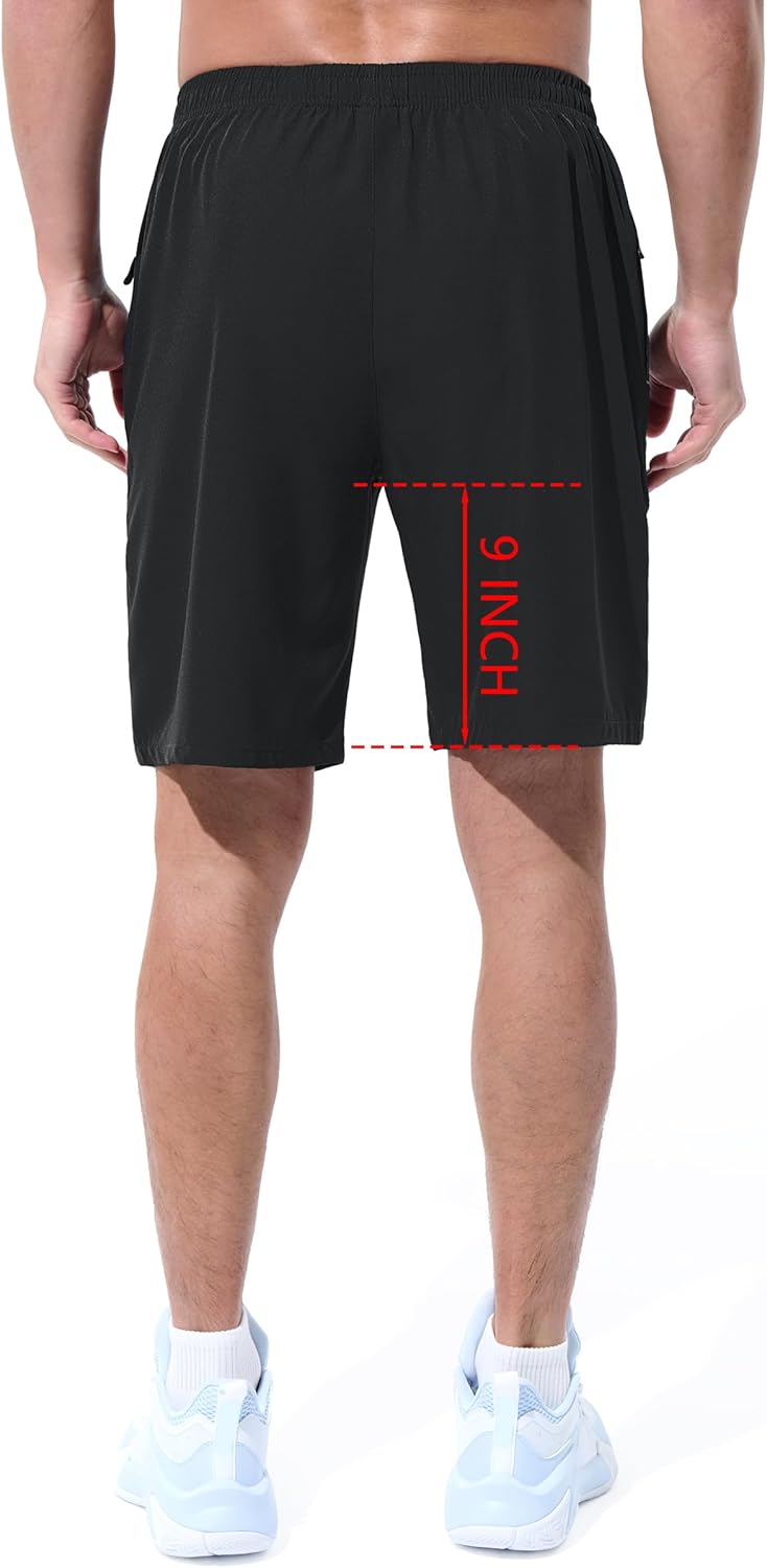 UIQUR Men's Athletic Shorts - Quick Dry Lightweight Workout Shorts with Zipper Pockets | 7"/9" Sizes