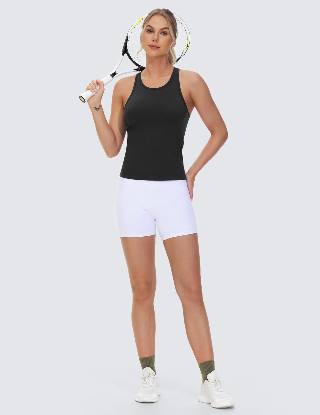 THE GYM PEOPLE Racerback Workout Tank Tops for Women Slim Fit Sleeveless Basic Athletic Running Yoga Shirts Black