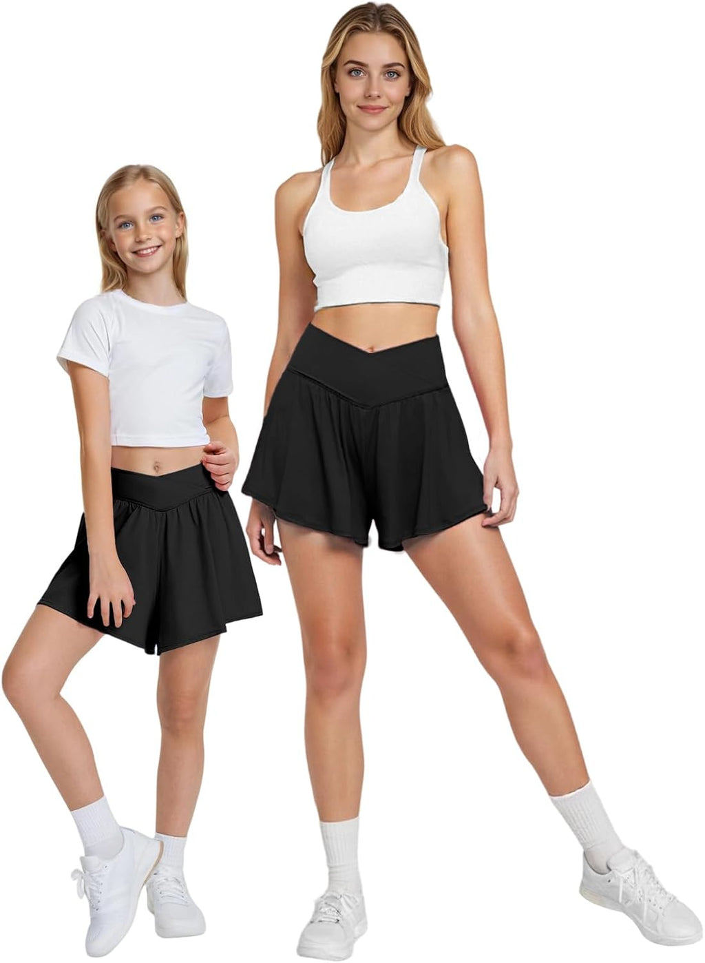 Skiennix Mommy and Me Butterfly Shorts - Crossover Athletic Design for Girls, Size Medium (13-14 Years)