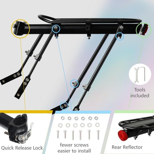 King Mills Fat Tire Bike Rack and Electric Bike Rack, Parrilla para Bicicletas Trasera, Ideas as Cargo Rack with Load Capacity (60KG Load Capacity)