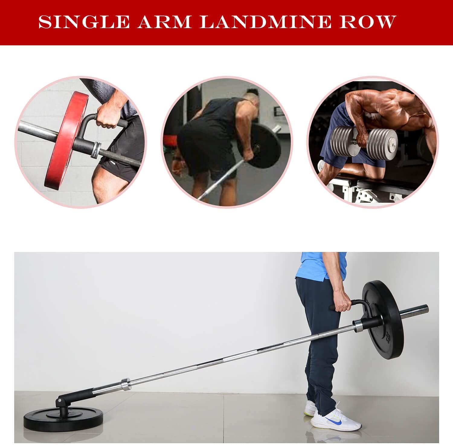 SYL Fitness Single Arm Landmine Handle - T Bar Row Attachment for 2-Inch Olympic Barbell