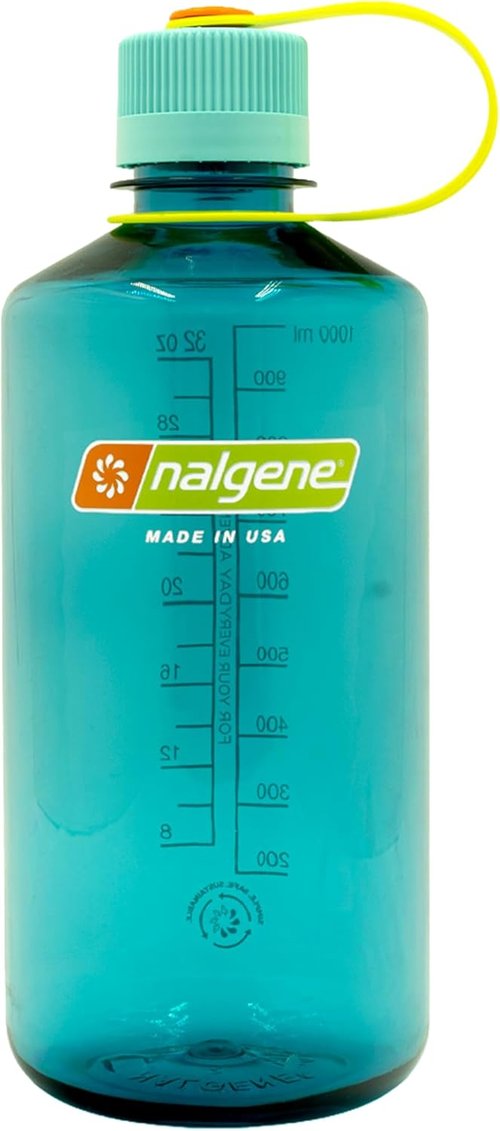 Nalgene 32 oz Narrow Mouth Water Bottle - BPA-Free, Durable & Leak-Proof | Lightweight Cerulean Color for Gym & Travel
