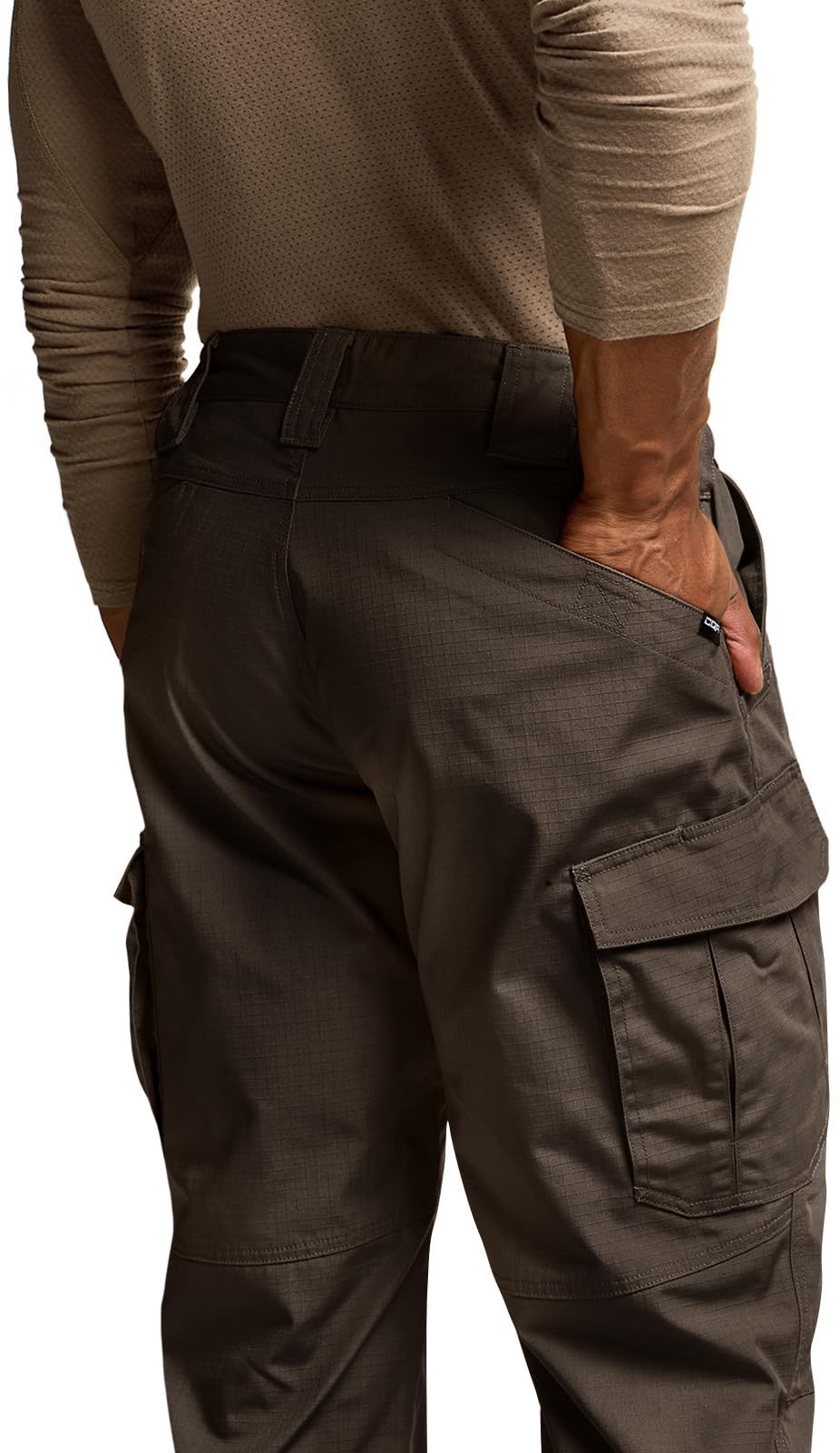 CQR Men's Tactical Pants, Water Resistant Ripstop Cargo Pants, Lightweight EDC Work Hiking Pants, Outdoor Apparel, Raider Mag Pocket Dark Brown, 30W x 32L