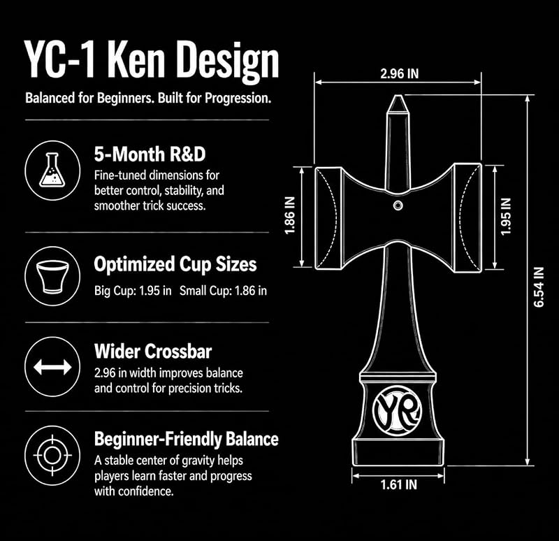 Kendama Beech Wood Skill Toy with Retro Stripe Ball Design - Ocean Breeze Variation