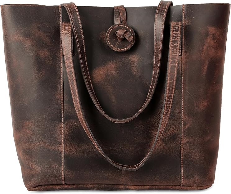 Vintage Crafts Buffalo Leather Tote Bag - Genuine Leather Handbag & Shopper Purse