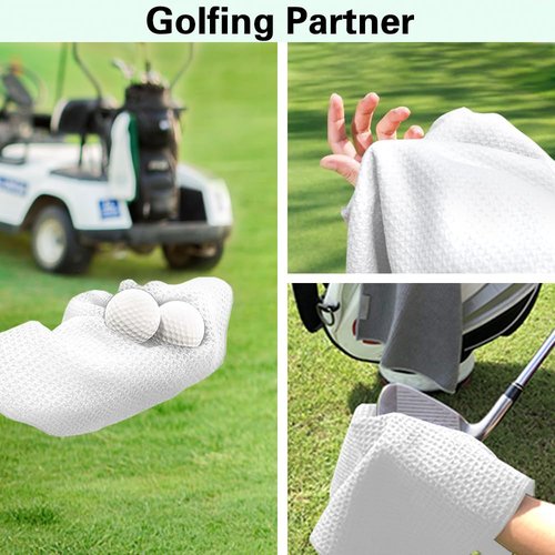 Msticey Let‘s Par Tee Funny Printed Microfiber Golf Towel with Clip,Tropical Golf Gifts for Golf Fan Dad Mom Grandpa, Birthday Father's Day, Golf Accessories for Men Women