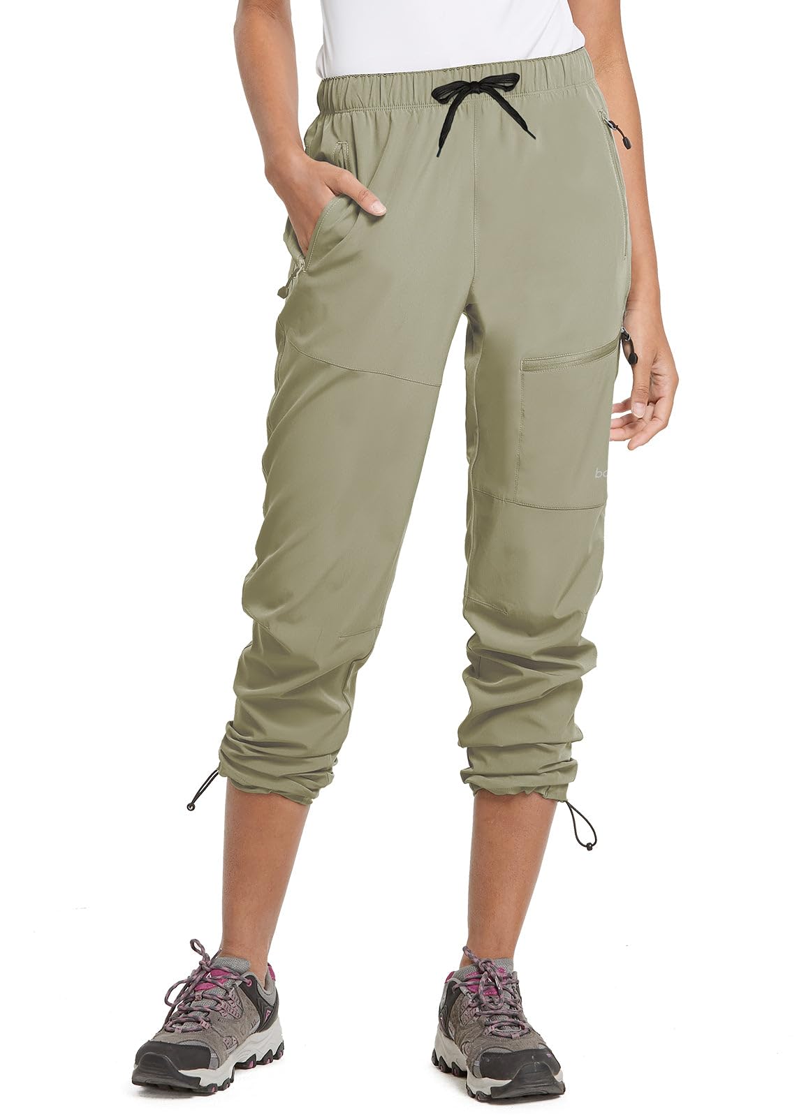 baleaf Women's Hiking Pants Quick Dry Lightweight Water Resistant Stretch Cargo Pants with Zipper Pockets Travel Camping 29''-Light Green M