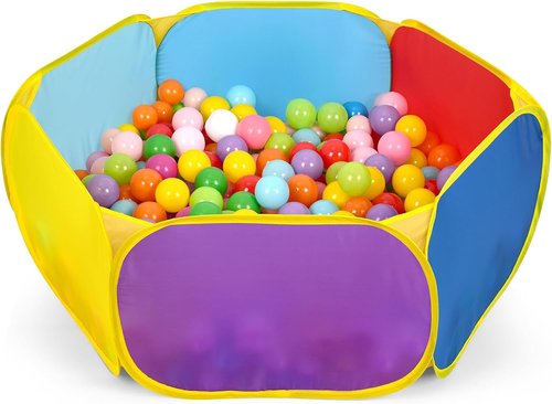 Eocolz Kids Ball Pit - Large Pop-Up Playhouse Tent for Toddlers | Includes Basketball Hoop & Zipper Bag, 1M Multicolor