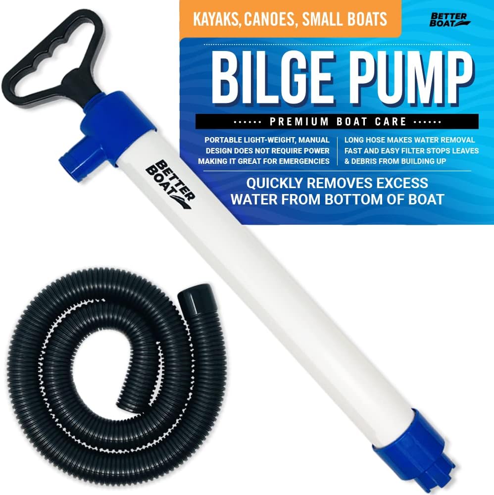 Better Boat Manual Bilge Pump - Portable Hand Water Pump for Boats, Kayaks & Canoes | 39" Hose, 20 GPM Suction